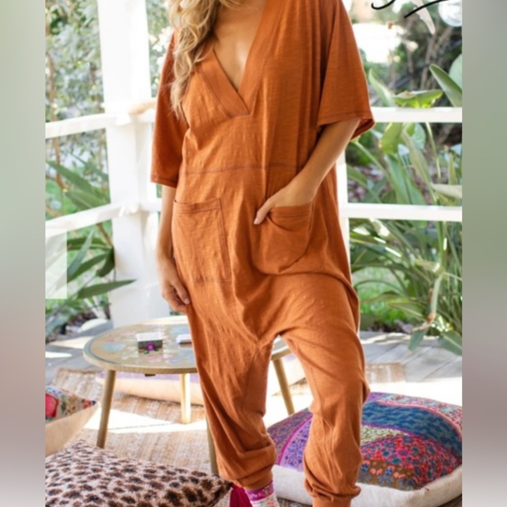 Natural life cozy jumpsuit in Burnt Orange